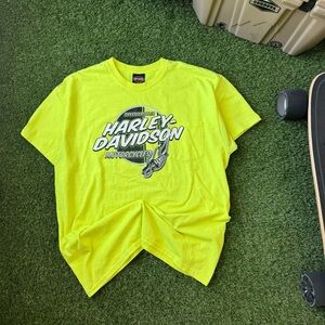 Y2K Mens Harley Davidson Tee Neon XL